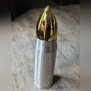 NWT Silver And Gold Bullet-Shaped Thermos Tumbler
